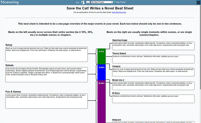 Plan your story with our Save the Cat Writes a Novel beat sheet form